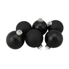 6ct. 3.25" 2-Finish Black Glass Ball Ornaments