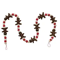 Hello Honey&reg; 6ft. Handmade Wool Felt Gingerbread Men & Balls Garland