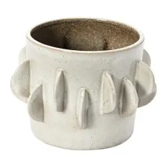 Hello Honey&reg; 5.5" Antique White Reactive Glaze Handmade Stoneware Planter