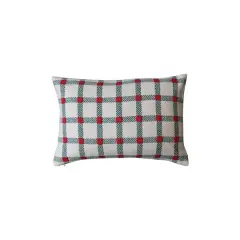 Hello Honey&reg; 24" x 16" Embroidered Red & Green Plaid Lumbar Throw Pillow