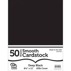 PA Paper&trade; Accents 8.5" x 11" 65lb. Smooth Cardstock, 50 Sheets Deep Black
