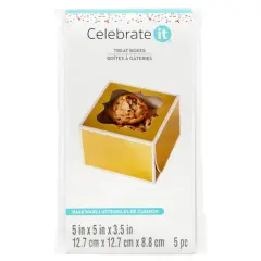 5" Gold Window Treat Boxes by Celebrate It&reg;, 5ct.