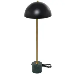Black Metal Umbrella Style Desk Lamp with Marble Base 10" x 10" x 28"