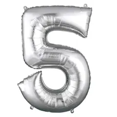 34" Silver Number Foil Balloon 5