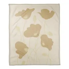Simple Dusty Yellow Poppies Fleece Throw