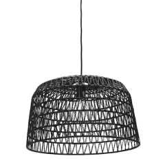 Hello Honey&reg; 19.5" Charcoal Gray Woven Pendant Lamp