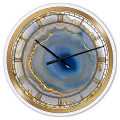 Designart Golden Water Agate Oversized Wall Clock