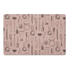 Makeup Icons Floor Mat Salmon Pink