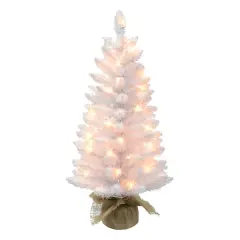 3ft. Pre-Lit White Artificial Christmas Tree in Burlap Base, Clear Lights