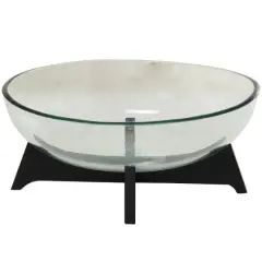 18" Clear Glass Kitchen Serving Bowl with Black Wooden Base