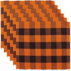 DII&reg; Buffalo Check Ribbed Placemat, 6ct. Orange/Black