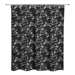 Kitty Shower Curtain Black