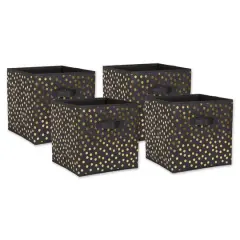 DII&reg; 11" Nonwoven Polyester Small Dots Storage Cubes, 4ct. Black/Gold