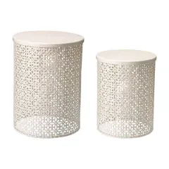 Glitzhome&reg; Multi-Functional Metal Accent Table Set Cream