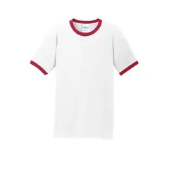Port & Company&reg; Core Cotton Ringer Tee White/Red