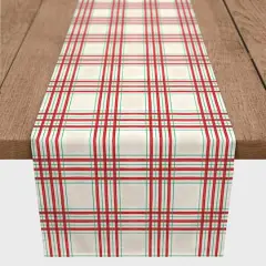 72" Painted Christmas Plaid Poly Twill Table Runner
