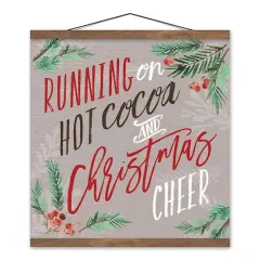 Hot Cocoa and Christmas Cheer Teak Hanging Canvas