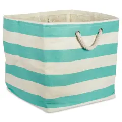 DII&reg; 16" Striped Woven Paper Storage Cube Aqua
