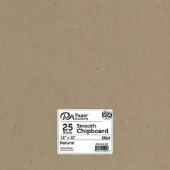 PA Paper&trade; Accents Natural 12" x 12" 20pt. Smooth Chipboard, 25 Pieces
