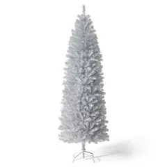 7.5ft. Unlit Silver Pencil Tinsel Artificial Christmas Tree