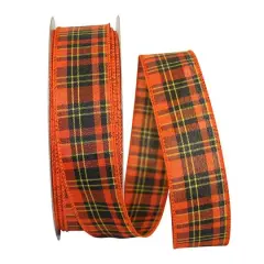 JAM Paper 1.5" x 50yd. Festive Plaid Value Wired Ribbon