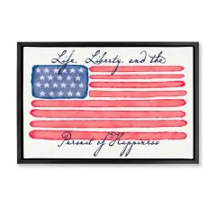 Stupell Industries All American Patriotic Phrase Floater Framed Art Black