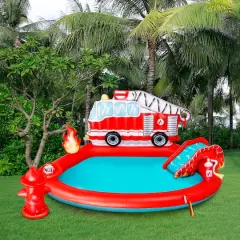 7ft. Fire Engine Inflatable Swimming Spray Pool & Play Center