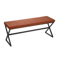 Household Essentials Harper 46.5" Metal & Boucle Bench Terracotta