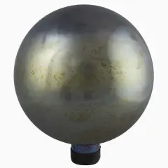 10" Gold and Silver Metallic Mirrored Glass Garden Gazing Ball