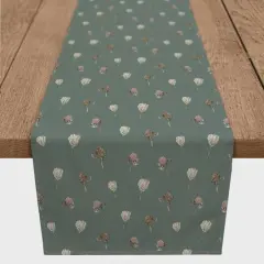 90" Cottage Florals Cotton Twill Runner Emerald