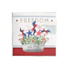 Stupell Industries Freedom Americana Floral Pinwheels Wall Plaque Art