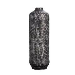 21" Embossed Metal Cylinder Vase