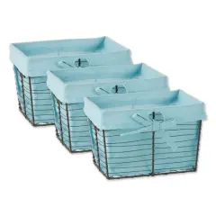 DII&reg; Small Vintage Gray Chicken Wire Basket with Aqua Liner, 3ct.