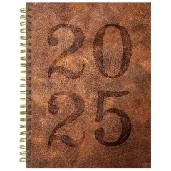 TF Publishing 2025 Medium Aged Leather Weekly Monthly Spiral Planner