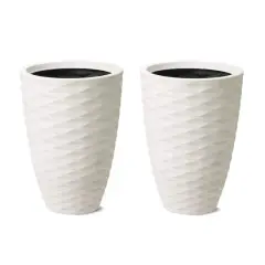 Glitzhome&reg; 19" Eco-Friendly Oversized Tall Round Diamond Planters, 2ct. Porcelain