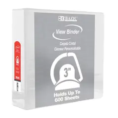 BAZIC&reg; Slant D Ring 2-Pocket View Binder White