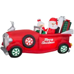Airblown&reg; 7.5ft. Christmas Animated Inflatable Santa & Mrs. Claus in Red Car