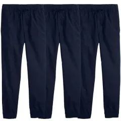 Galaxy by Harvic Boy's Slim Fitting Cotton Stretch Classic Twill Joggers 3 Pack Navy