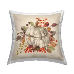 Stupell Industries Harvest Sprigs & Pumpkin Outdoor Printed Pillow