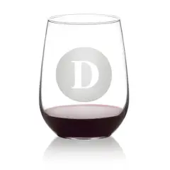 Hortense B. Hewitt Co. Circle Monogram Stemless Wine Glass D