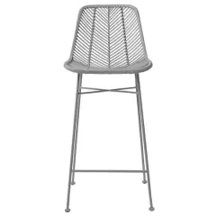 Hello Honey&reg; 40.5" Gray Rattan Bar Stool with Metal Frame