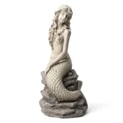 Glitzhome&reg; 20" MGO Mermaid Garden Statue