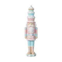 Glitzhome&reg; 18.25" Resin Christmas Cupcake Nutcracker Table Decor