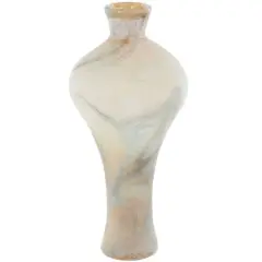 Cream, Tan & Blue Distressed Glass Vase