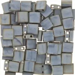 Miyuki&reg; Tila&reg; 5mm 2-Hole Square Glass Seed Beads Metallic Silver Gray Matte