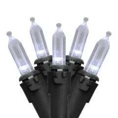 100ct. Pure White LED Mini Christmas String Lights with Black Wire