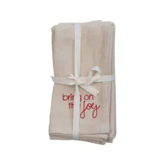 Hello Honey&reg; 18" Natural White Square Cotton Napkin with Holiday Saying Set