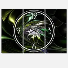 Designart 'Multi Colored Green Stained Glass Modern Multipanel Wall Clock