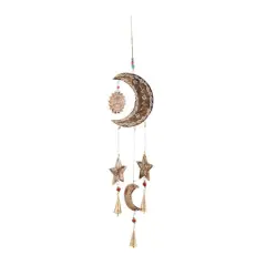 Gold Mango Wood Eclectic Style Windchime, 7" x 1" x 27"