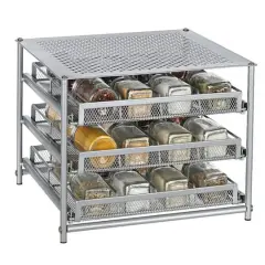 NEX&trade; 3-Tier 24-Bottle Metal Spice Rack with Drawer Organizer